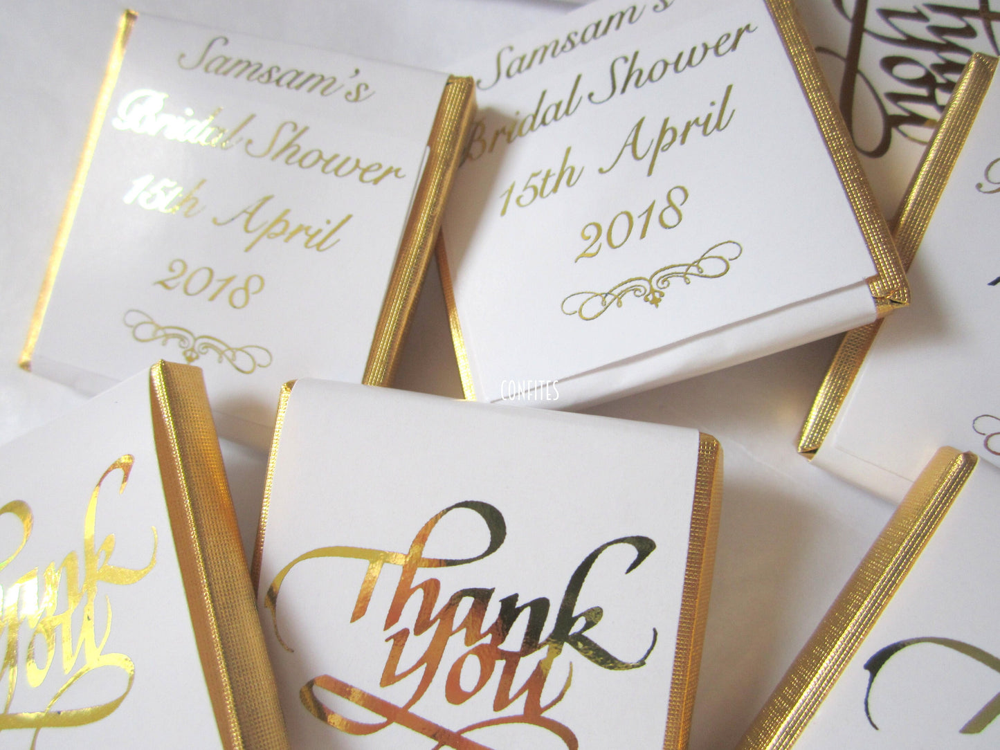 Personalized Thank You Golden Chocolate Favours – Wedding & Party Guest Favours (Pack of 25)