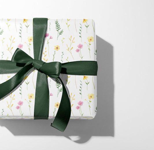 Wildflowers Gift Paper Sheet – Large Size, Delicate Floral Design for Wrapping Gifts