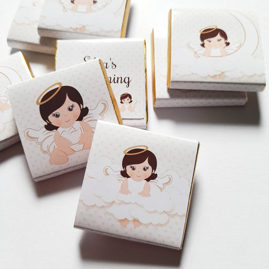 Personalized Little Angel Girl Chocolate Favours – Christening Guest Favours (Pack of 25)