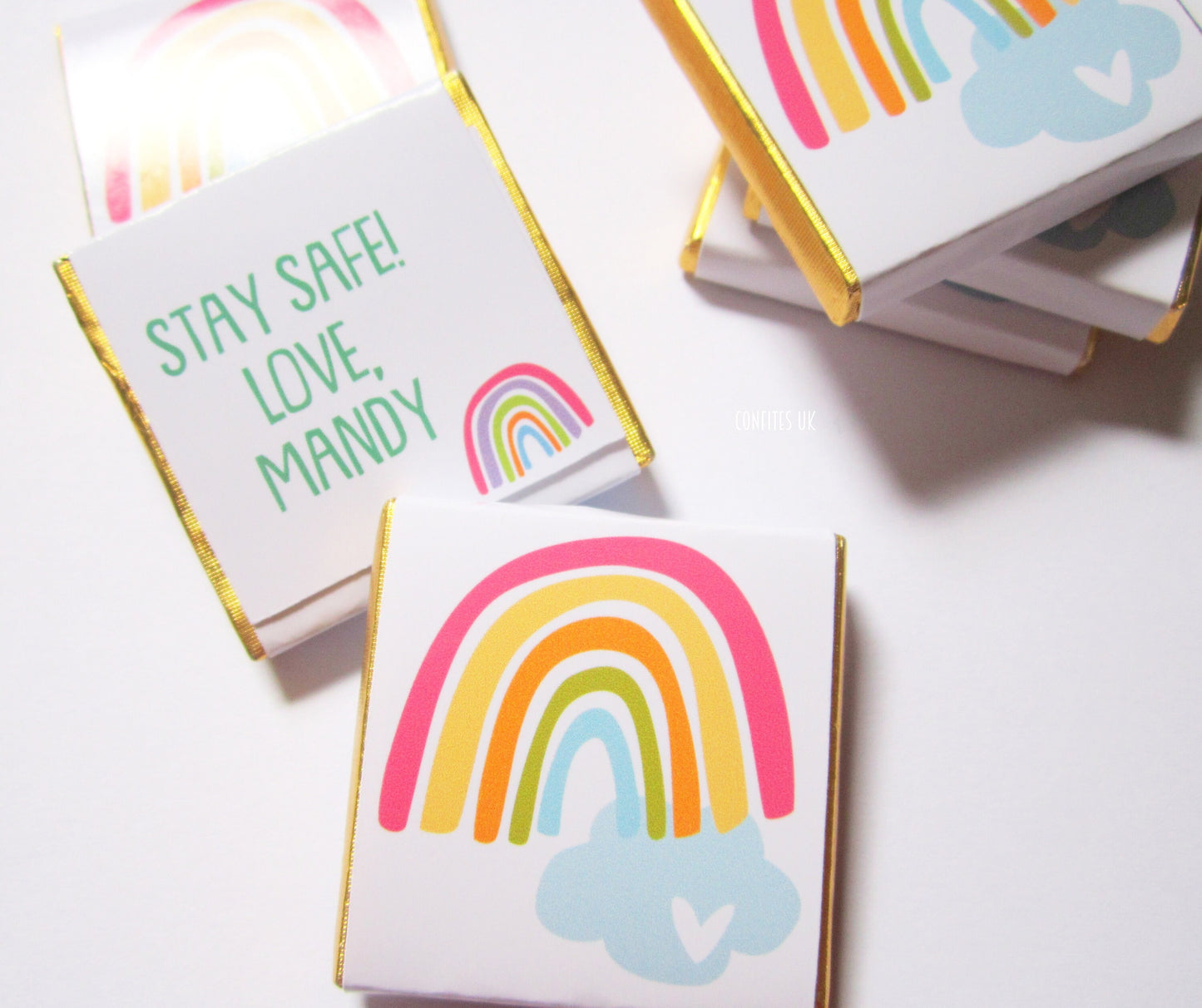 Personalized Rainbow Chocolate Favours – Happy Rainbow Gift Chocolates for Party Favours (Pack of 25)