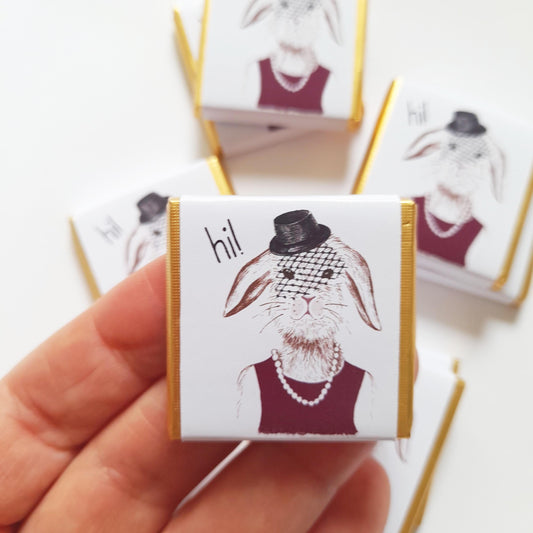 Personalized Fancy Bunny Lady Chocolate Favours – Birthday Party Favours (Pack of 25)