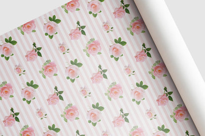Valentine Pink Roses Gift Paper Sheet – Large Size, Romantic Wrapping Paper