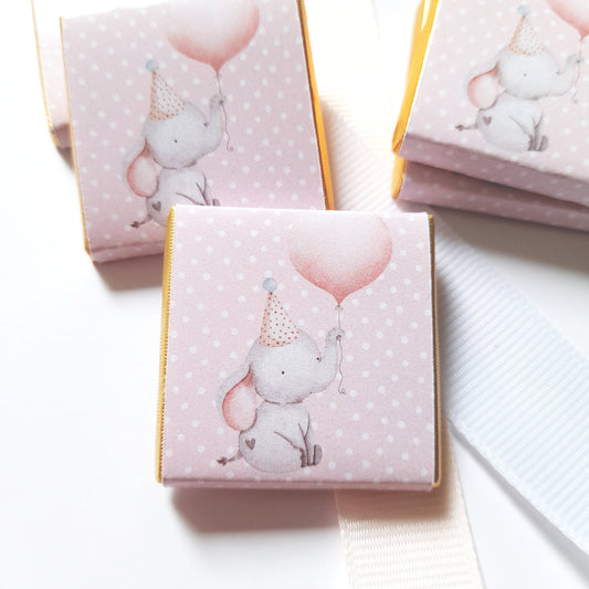 Personalized 1st Birthday Girl Elephant Chocolate Favours – Party Bag Fillers, 25 Pcs