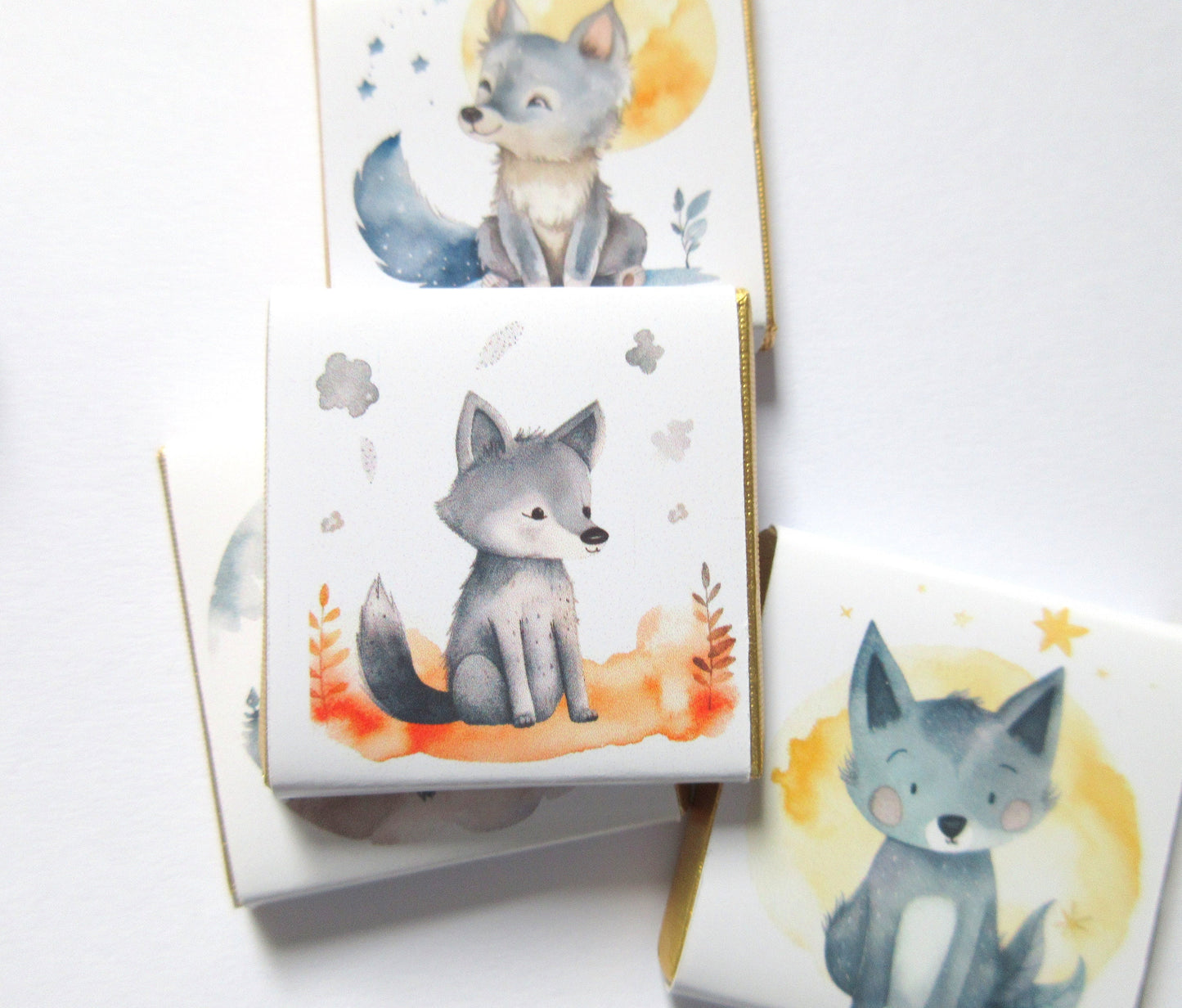 Personalized Little Baby Wolf Chocolate Favours – Boy Baby Shower & 1st Birthday Favours (Pack of 25)