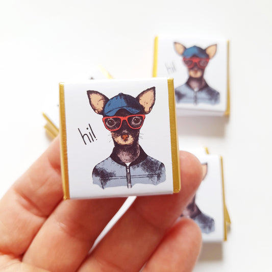 Personalized Toy Terrier Chocolate Favours – Cute Dog Birthday Party Treats (Pack of 25)