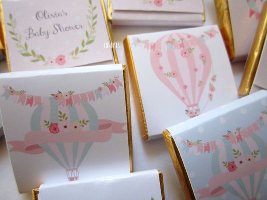Hot Air Balloon Personalized Chocolate Favours – Baby Shower Guest Favours (Set of 25)