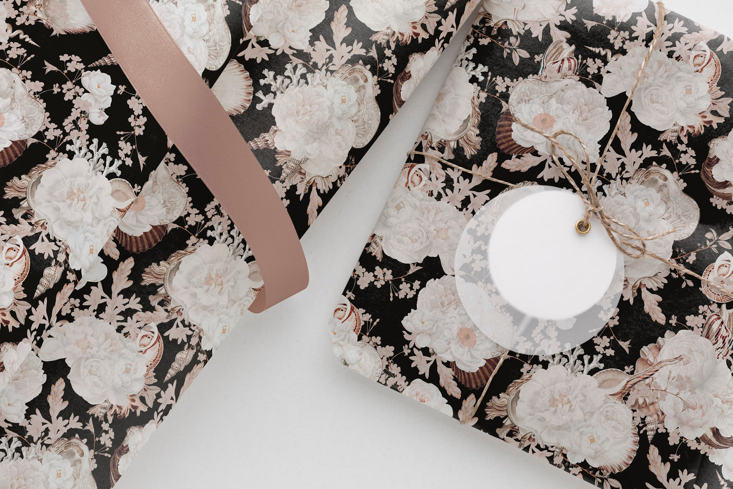 Floral Ocean-Themed Gift Paper – Premium Wrapping Paper Sheet (Large Size)