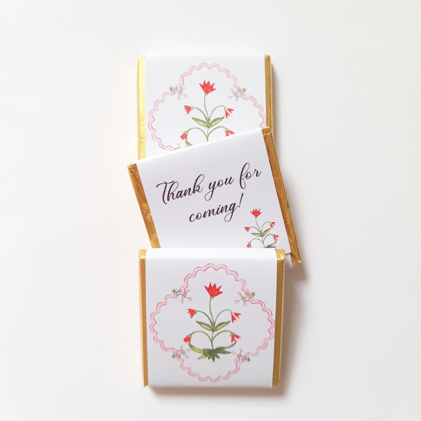 Thank You Chocolate Favours – Hot Pink Floral Wedding & Birthday Treats (Pack of 25)