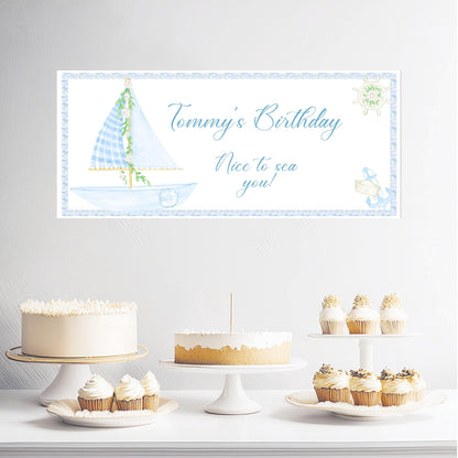 Personalised Nautical Banner – Custom Birthday Wall Decor in Satin Paper, Suitable for Any Occasion