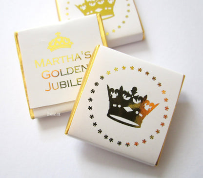 Personalized Golden Crown Chocolate Favours – Elegant Party Favours for Any Occasion (Pack of 25)