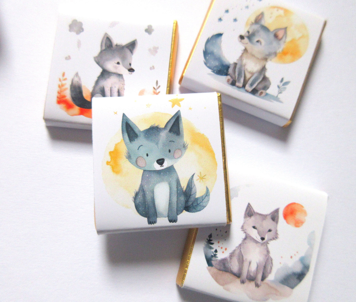 Personalized Little Baby Wolf Chocolate Favours – Boy Baby Shower & 1st Birthday Favours (Pack of 25)
