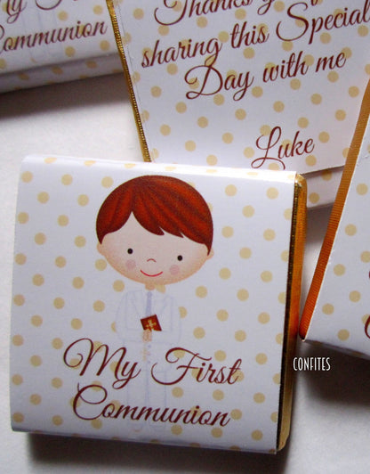 Personalized 1st Communion Boys Chocolate Favours – Custom Guests Favours (Pack of 25)