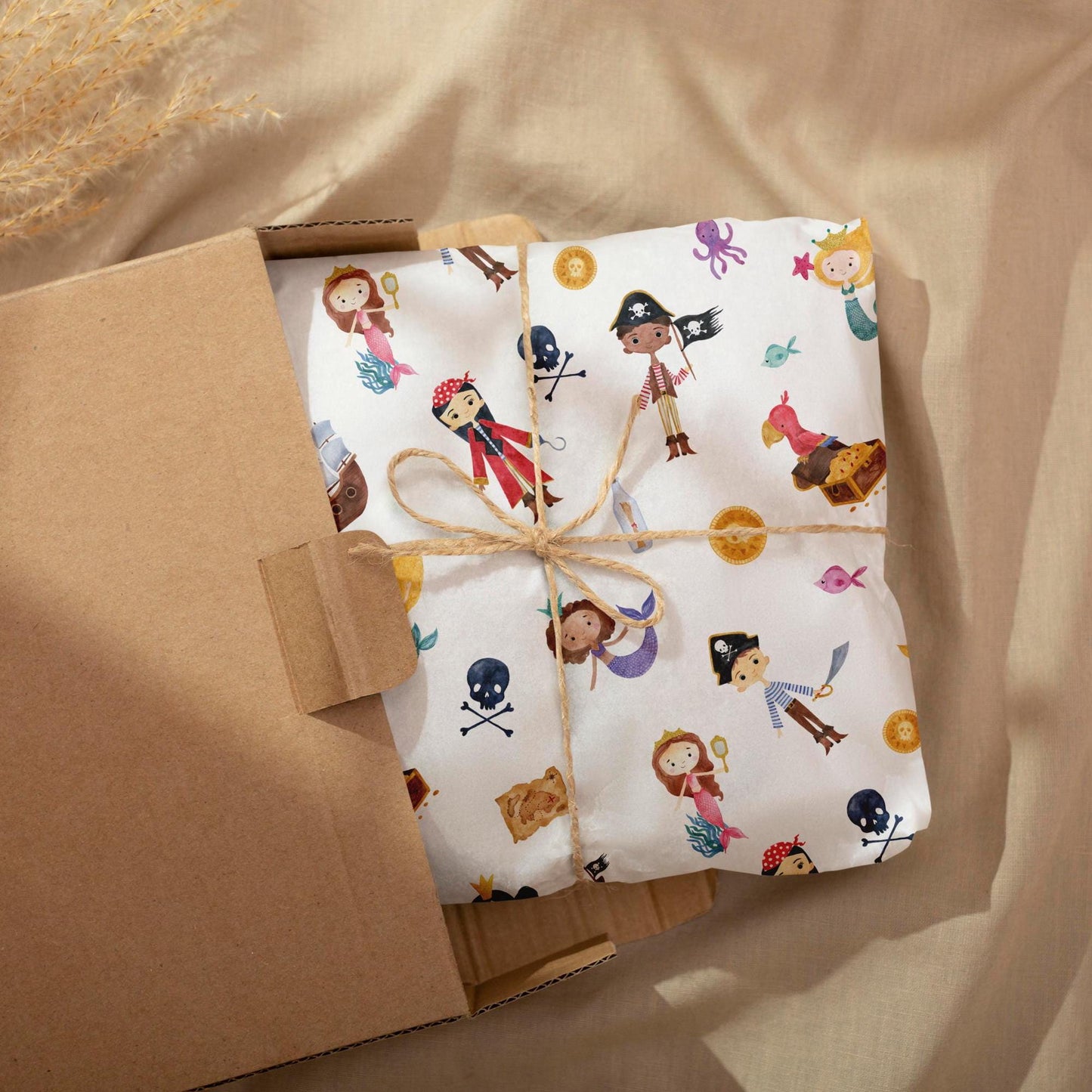 Pirates and Mermaids Wrapping Paper – Fun Gift Wrap for Kids (Large Sheet)