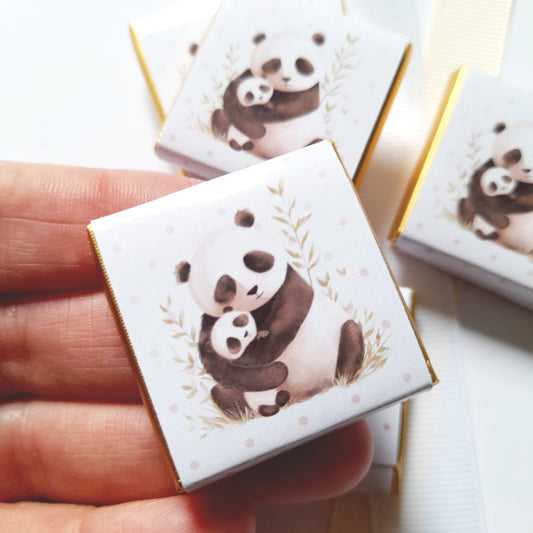 Baby Shower Personalized Chocolate Favours – Mama Panda, Party Bag Fillers, Pack of 25