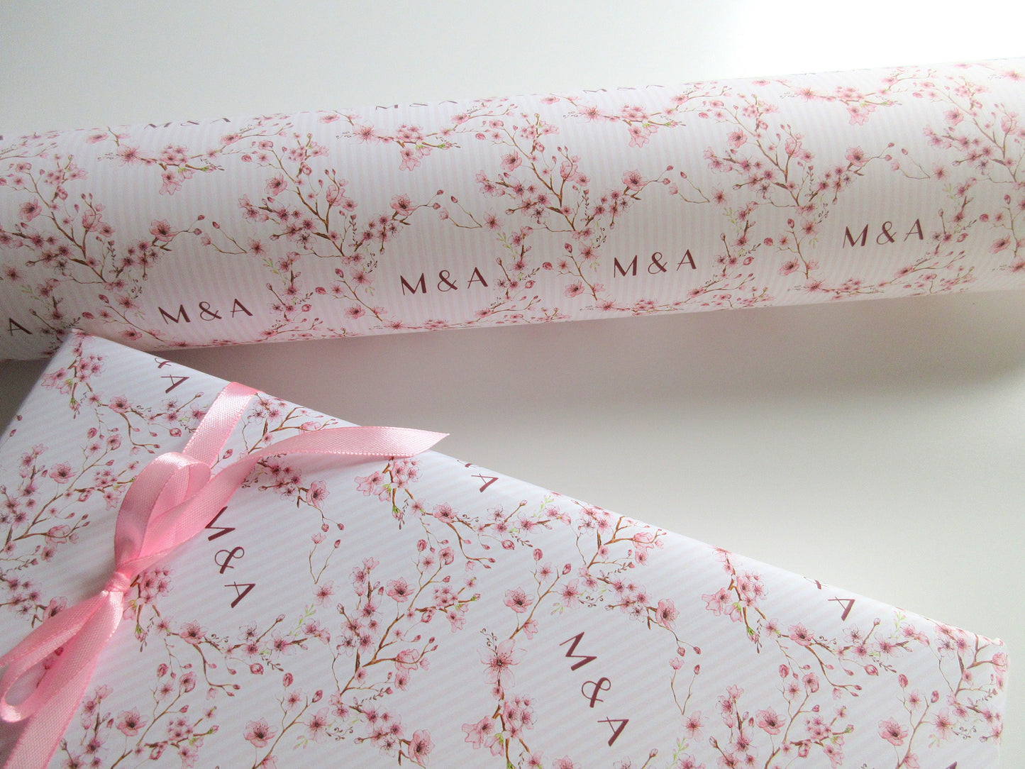 Personalised Wedding Gift Paper Sheet – Cherry Blossom Design, Large Size