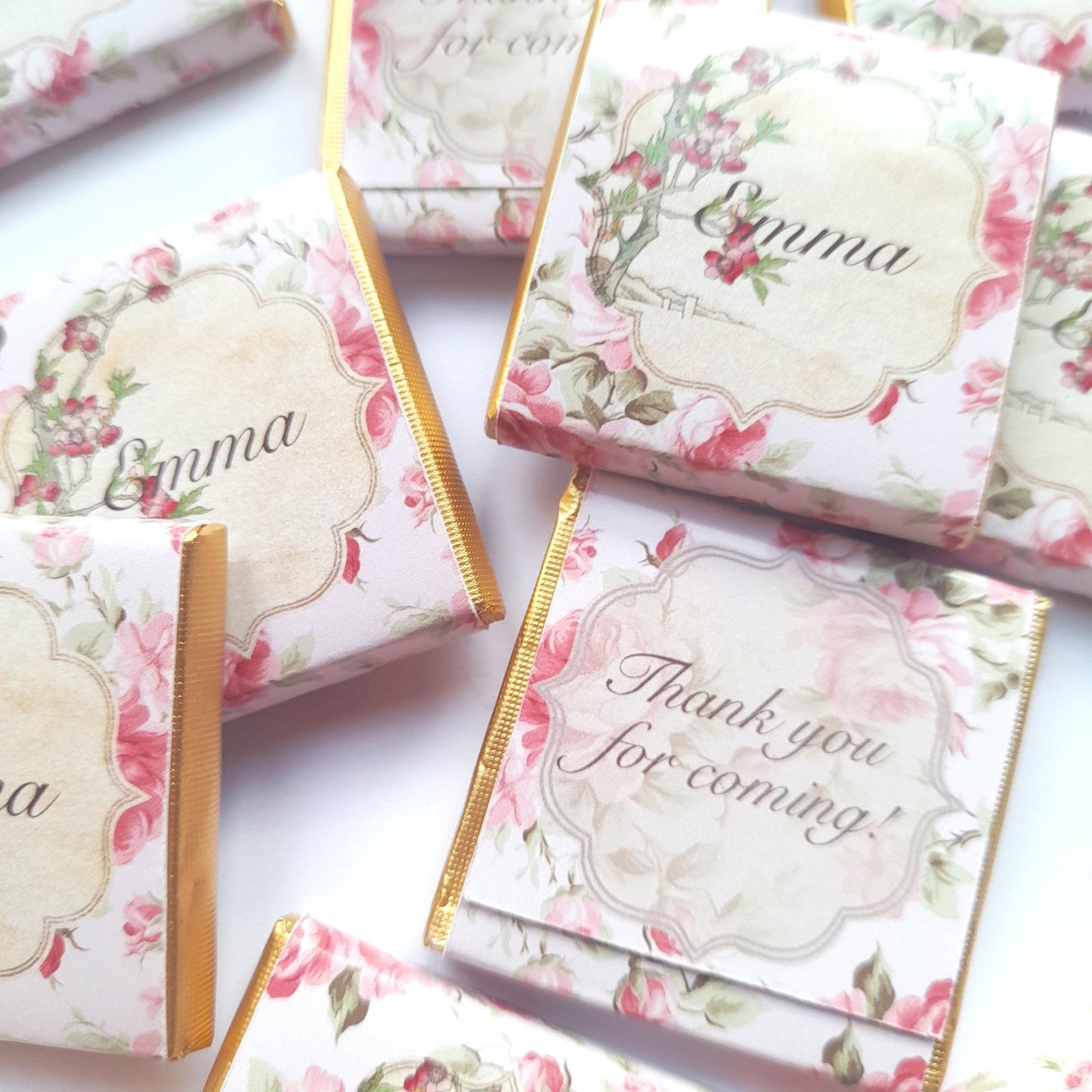 Roses Themed Birthday Chocolate Favours – Personalized Guest Party Treats (25 pcs)