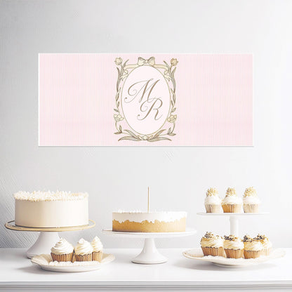 Personalised Pink Striped Monogram Banner – French Style Party Decoration