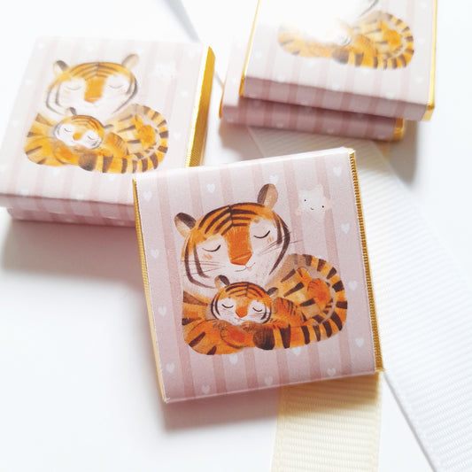 Personalized Baby Shower Mama Tiger Chocolate Favours – Party Bag Fillers (Pack of 25)