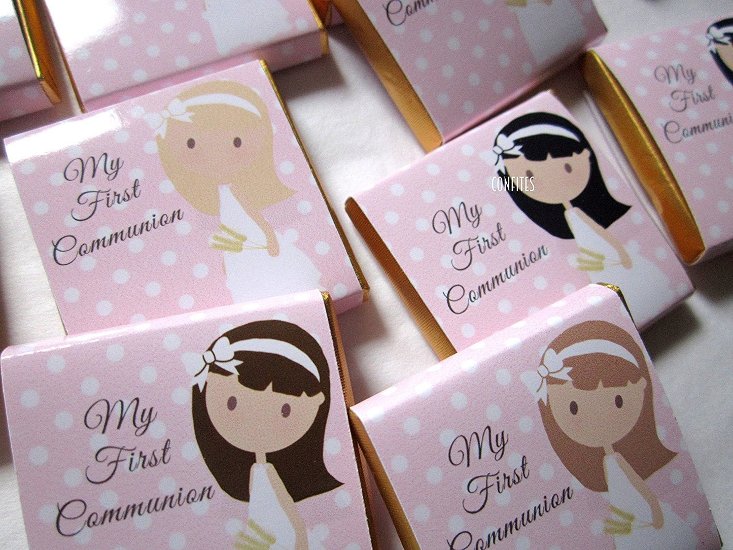 1st Communion Personalized Chocolate Favours for Girls – Party and Guest Favors, Pack of 25
