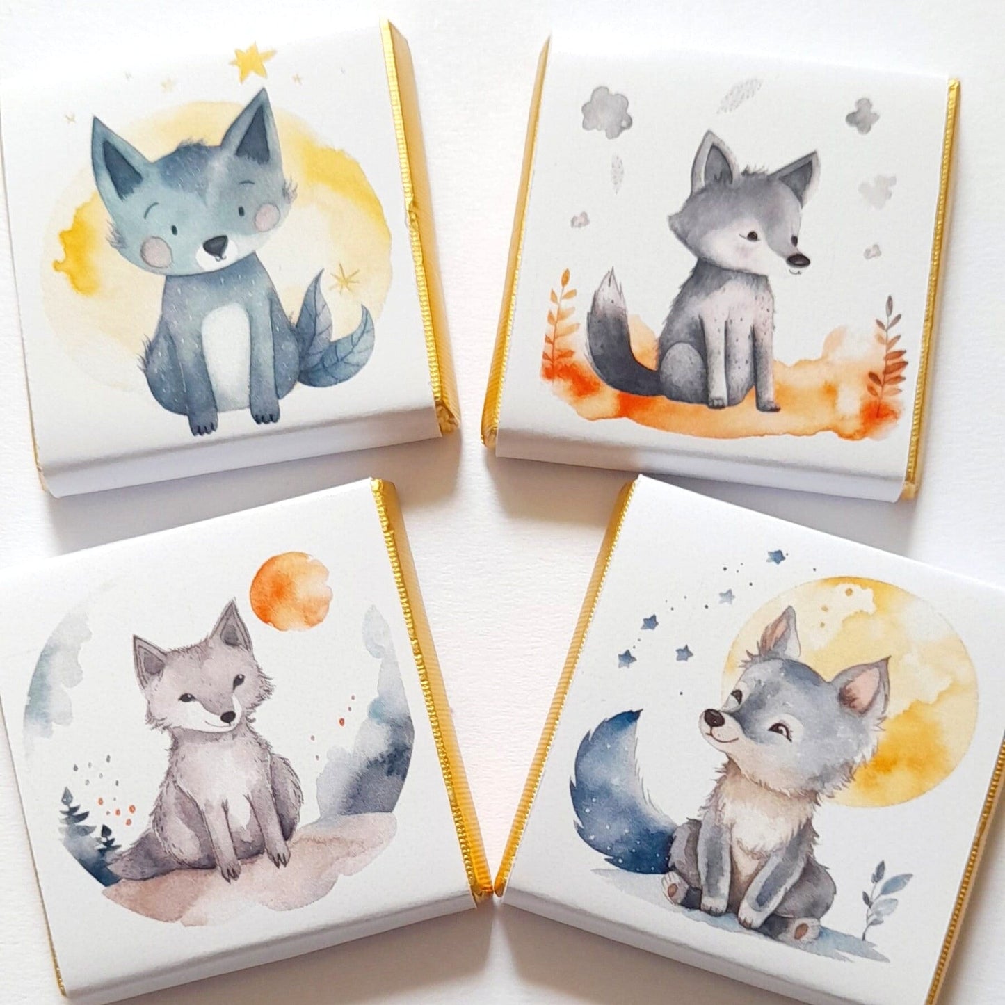 Personalized Little Baby Wolf Chocolate Favours – Boy Baby Shower & 1st Birthday Favours (Pack of 25)