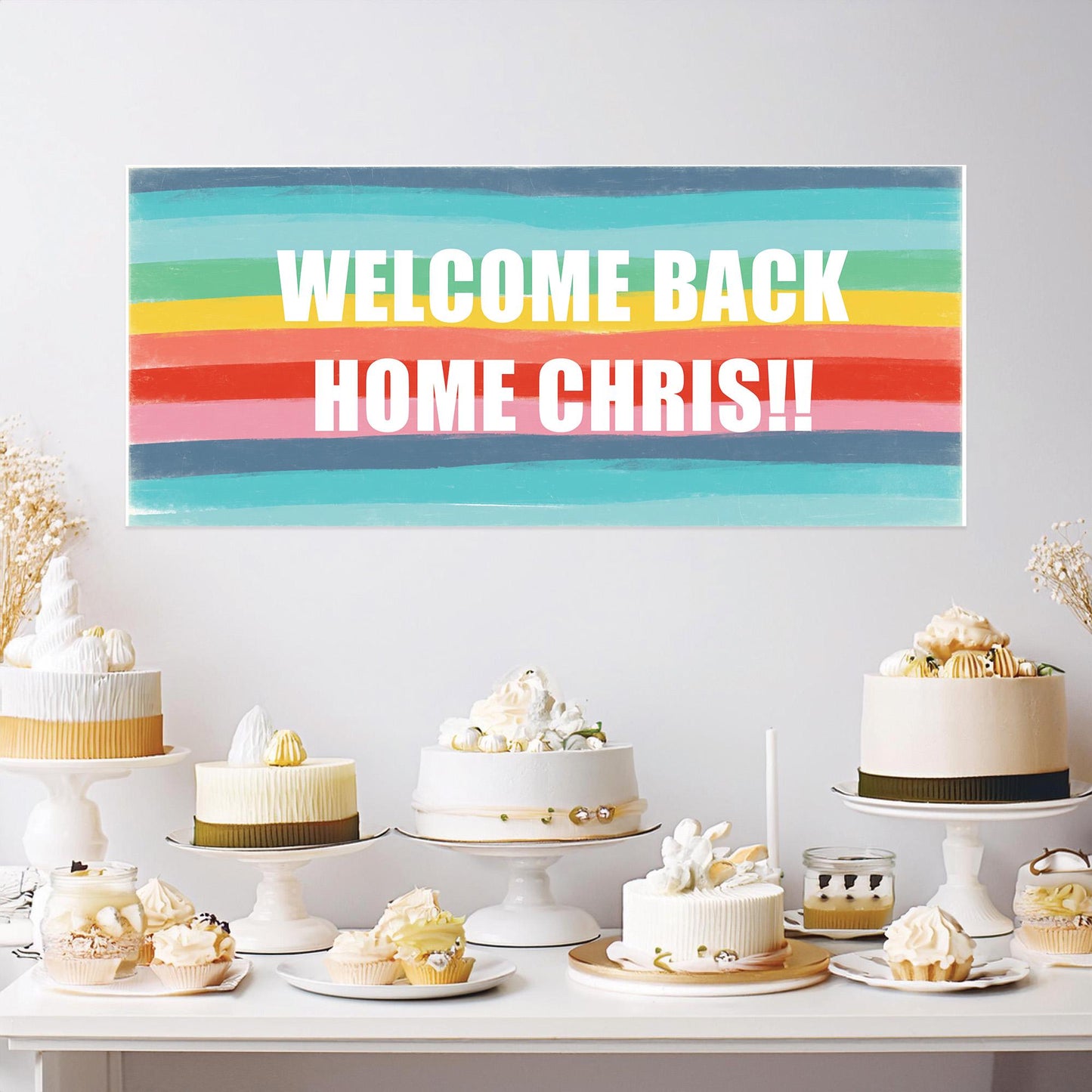 Personalised Welcome Home Banner – Custom Satin Paper Wall Decor for Homecoming Celebrations