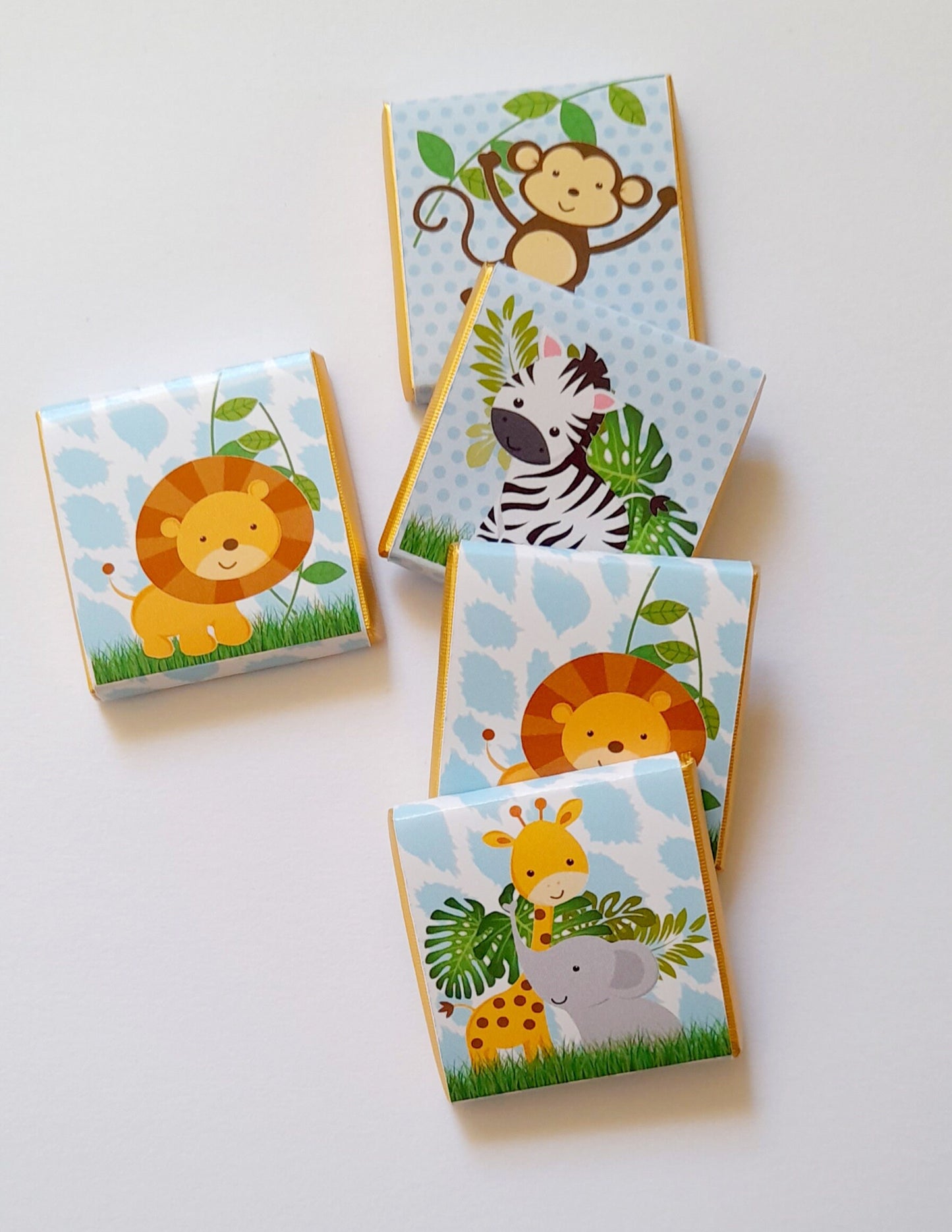 Baby Jungle Personalized Chocolate Favours – Cute Safari Animal Party Treats (Pack of 25)
