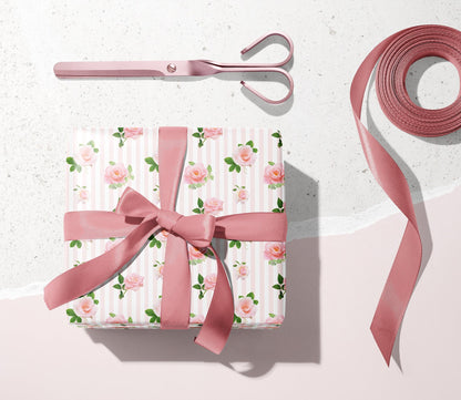 Valentine Pink Roses Gift Paper Sheet – Large Size, Romantic Wrapping Paper