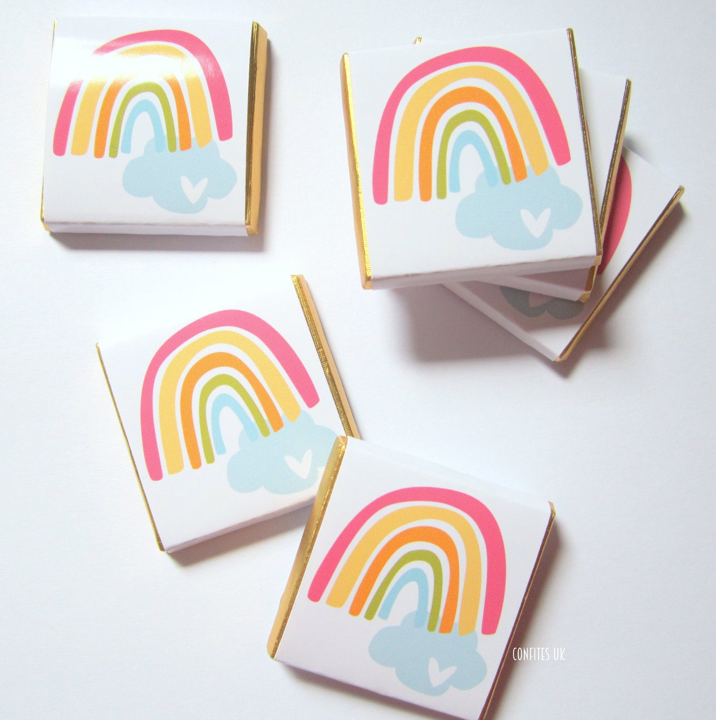 Personalized Rainbow Chocolate Favours – Happy Rainbow Gift Chocolates for Party Favours (Pack of 25)