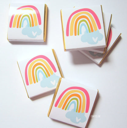 Personalized Rainbow Chocolate Favours – Happy Rainbow Gift Chocolates for Party Favours (Pack of 25)