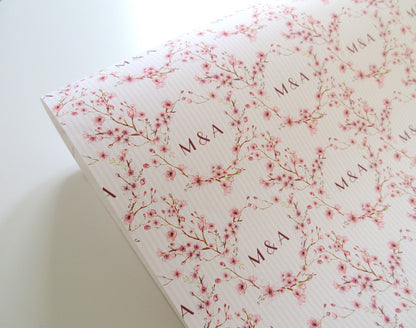 Personalised Wedding Gift Paper Sheet – Cherry Blossom Design, Large Size