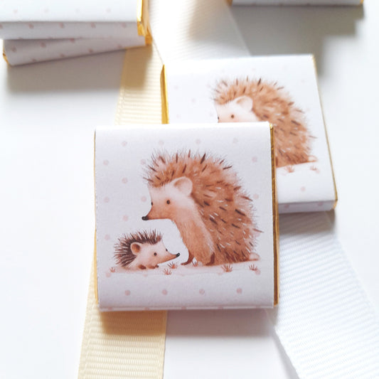 Personalized Baby Shower Mama Hedgehog Chocolate Favours – Party Bag Fillers (Pack of 25)