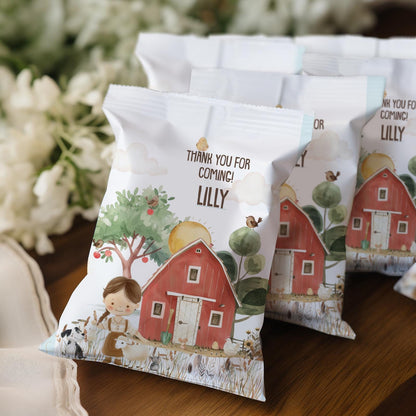 Personalised Farm Party Bags for Girls– Custom Birthday Treat Bags (Pack of 10)