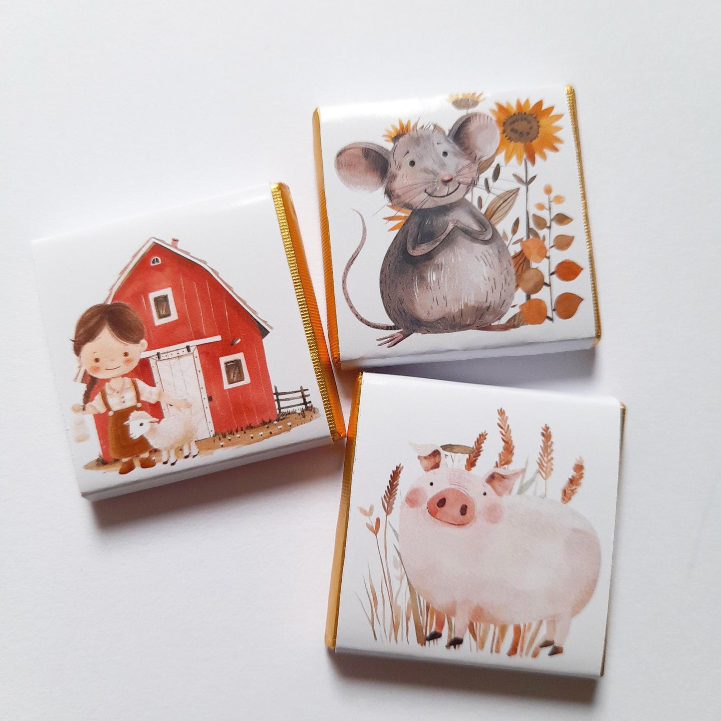 Personalized Farm Party Chocolate Favours – Farm Animals Treats for Children's Party (25 pcs)