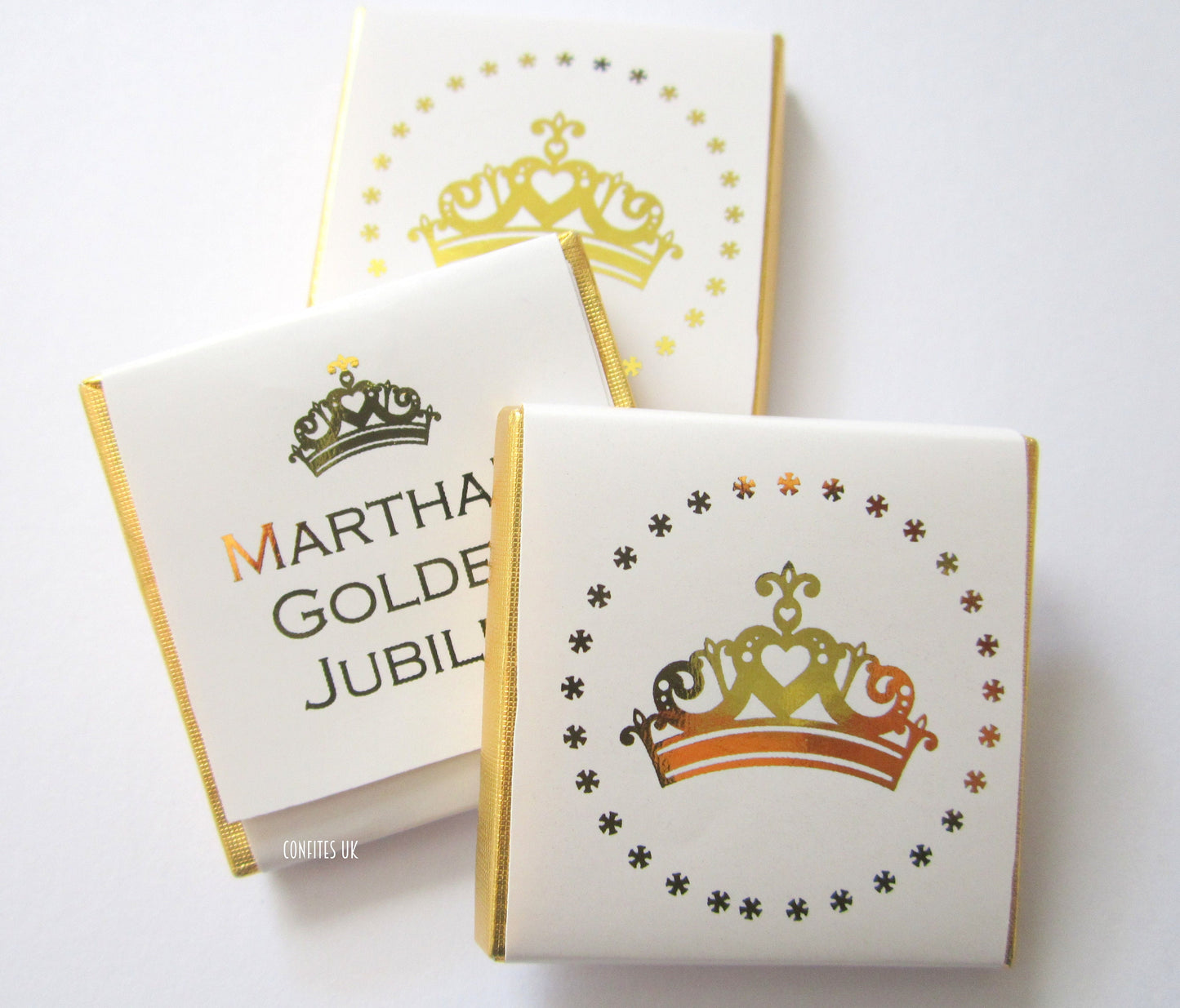 Personalized Golden Crown Chocolate Favours – Elegant Party Favours for Any Occasion (Pack of 25)
