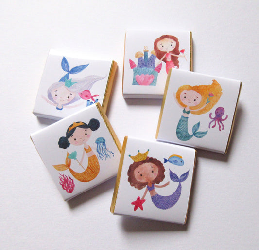 Mermaid Personalized Chocolate Favours – Under the Sea Birthday & Party Treats (Pack of 25)