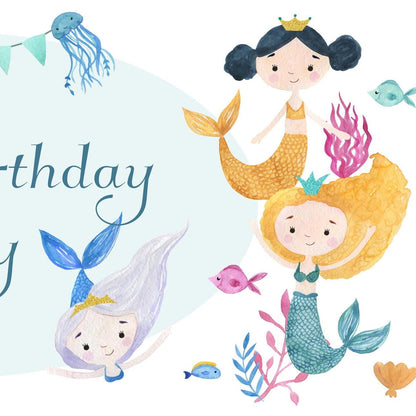 Personalised Mermaids Birthday Banner – Satin Paper Wall Decor for Mermaid Themed Parties