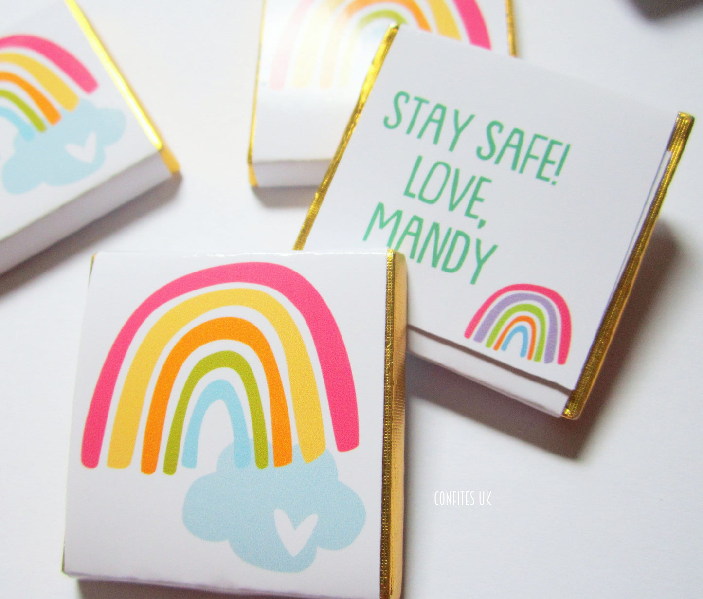 Personalized Rainbow Chocolate Favours – Happy Rainbow Gift Chocolates for Party Favours (Pack of 25)