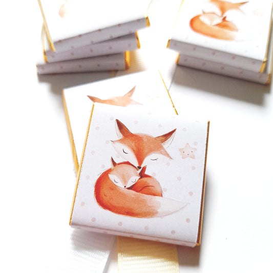 Personalized Fox-Themed Baby Shower Chocolates – Cute Party Favours (Set of 25)