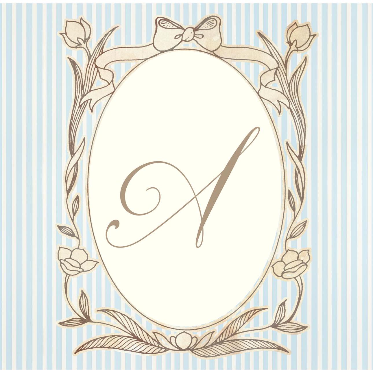 Personalised Pastel Blue Striped Monogram Banner – French Style Party Decoration