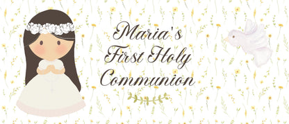 Custom First Communion Banner for Girls – Satin Paper Party Decoration