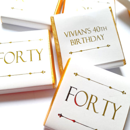 Personalized Golden Birthday Milestone Letters Chocolate Favours – Perfect Guest Favours (Pack of 25)