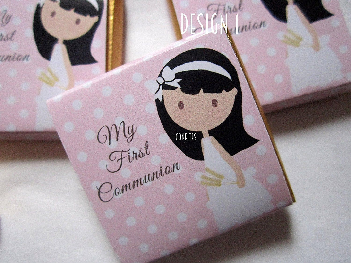 1st Communion Personalized Chocolate Favours for Girls – Party and Guest Favors, Pack of 25