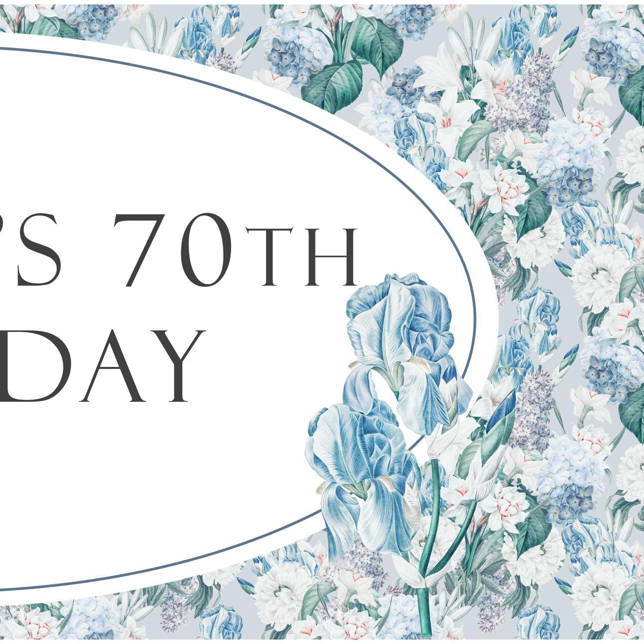 Personalised Blue Floral Birthday Banner – Elegant Party Wall Decor in Satin Paper