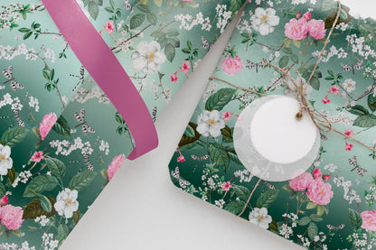 Green Cottage Garden Gift Paper Sheet – Large Floral Gift Wrap for Special Occasions