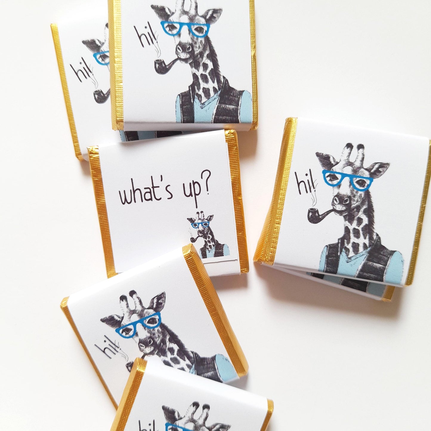 Personalized Urban Giraffe Chocolate Favours – Custom Birthday Party Favours (Pack of 25)