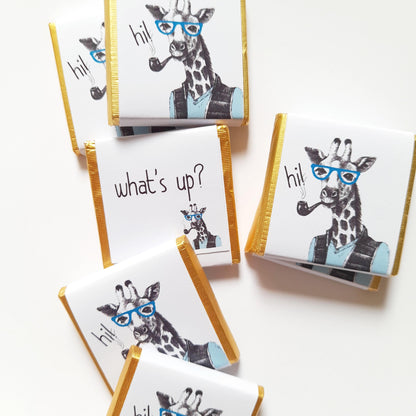 Personalized Urban Giraffe Chocolate Favours – Custom Birthday Party Favours (Pack of 25)