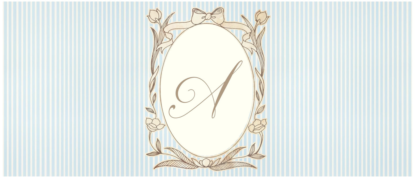 Personalised Pastel Blue Striped Monogram Banner – French Style Party Decoration