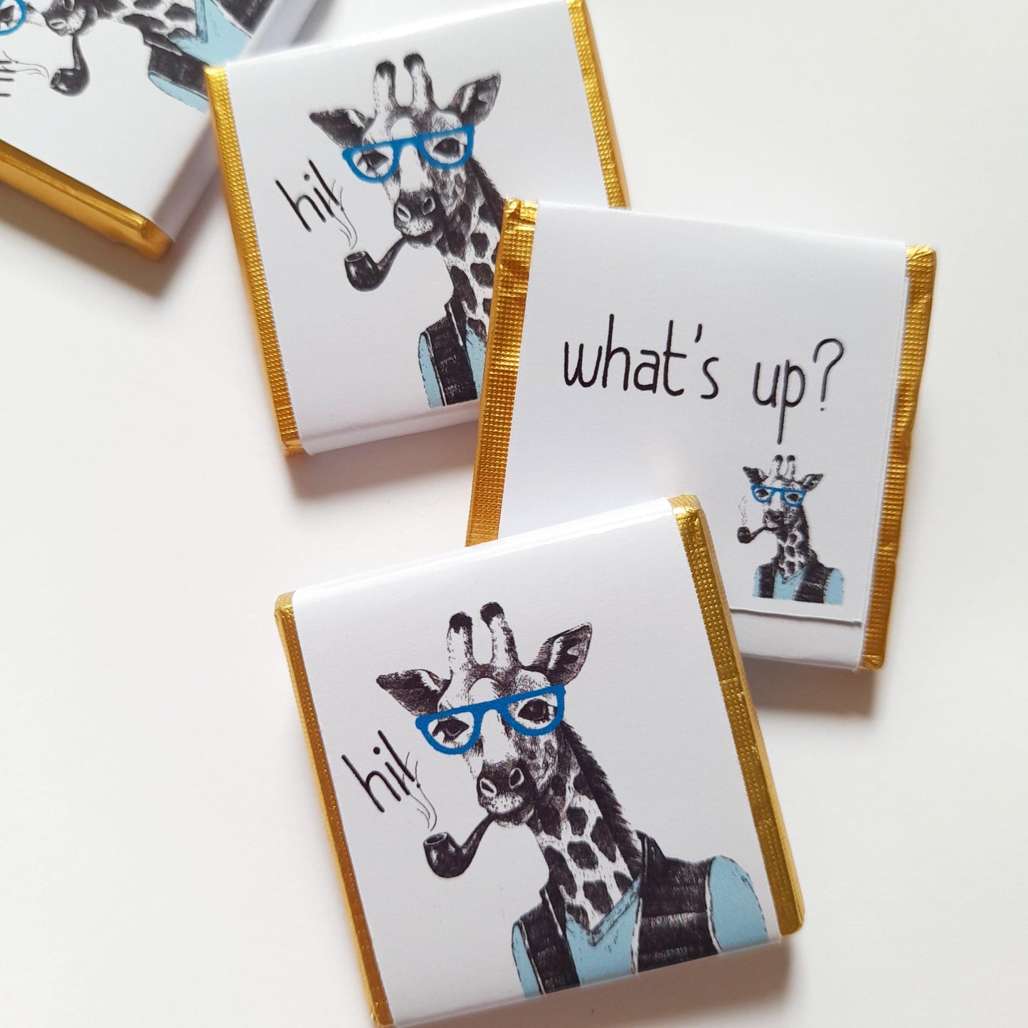Personalized Urban Giraffe Chocolate Favours – Custom Birthday Party Favours (Pack of 25)