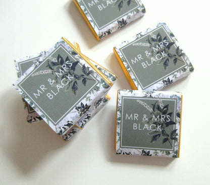 Personalized Green Wedding Chocolate Favours – Custom Guest Favours (Pack of 25)