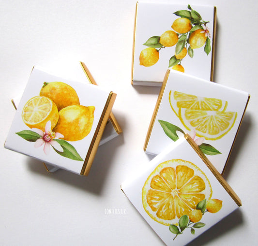 Personalized Lemon-Themed Chocolate Favours – Wedding & Birthday Party Gifts, Pack of 25